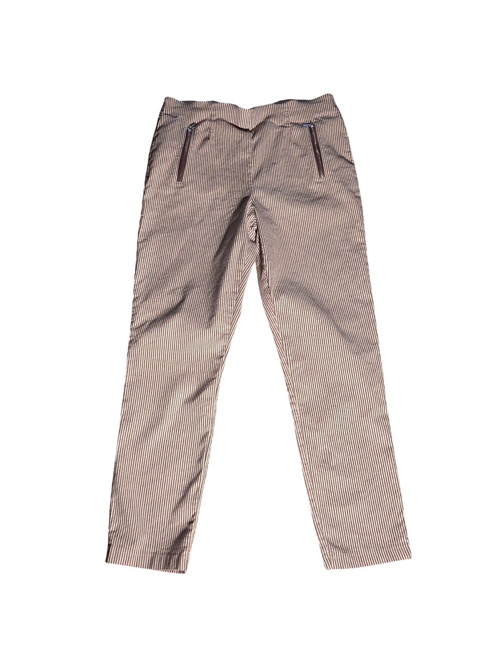 Calvin Klein Burgundy Cream Pinstripe Pull-On Pants Medium